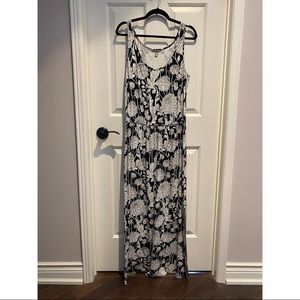 Banana Republic Maxi Floral Black and White Dress